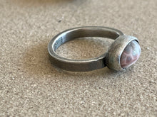 Load image into Gallery viewer, Sterling Silver Found Spotted Peach Colored Stone Ring
