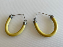 Load image into Gallery viewer, Vintage Yellow Telephone Cord &amp; Sterling Hoops
