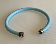 Load image into Gallery viewer, Vintage Repurposed Blue Telephone Cord &amp; Sterling Cuff
