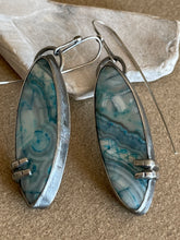 Load image into Gallery viewer, Sterling Silver Long Blue Agate Earrings

