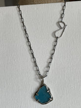 Load image into Gallery viewer, Sterling Silver Teal Blue Sea Glass Pendant Necklace
