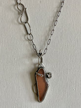 Load image into Gallery viewer, Sterling Silver Orange Sea Glass &amp; Rose Quartz Pendant Necklace
