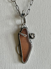 Load image into Gallery viewer, Sterling Silver Orange Sea Glass &amp; Rose Quartz Pendant Necklace
