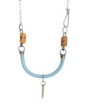 Load image into Gallery viewer, Vintage Blue Telephone Cord African Glass Beads w/Charm Chain
