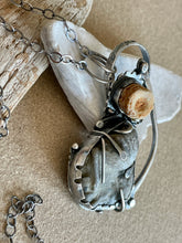 Load image into Gallery viewer, Sterling Silver w/ Local Found Fossils / Tourmaline Necklace
