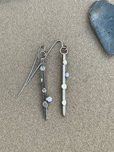 Load image into Gallery viewer, Sterling Silver Bar Dangle Earrings with Big Dots
