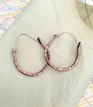 Load image into Gallery viewer, Hammered and Saw Cut Copper Hoops
