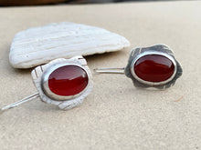 Load image into Gallery viewer, Sterling Silver Earrings With Oval Carnelians
