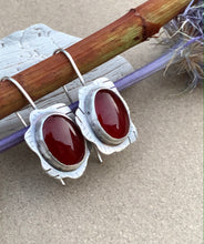 Load image into Gallery viewer, Sterling Silver Earrings With Oval Carnelians
