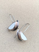 Load image into Gallery viewer, Sterling Silver Half Moon Ceramic Tile Earring
