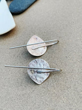 Load image into Gallery viewer, Textured Sterling Silver Earrings With Blue Stone
