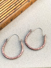 Load image into Gallery viewer, Hammered and Saw Cut Copper Hoops
