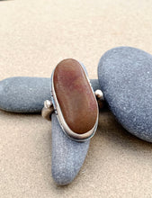 Load image into Gallery viewer, Sterling Silver Ring with Oval Brown Found River Rock
