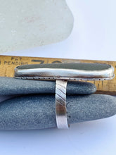 Load image into Gallery viewer, Sterling Silver Ring With Long Skinny Oval Beach Stone
