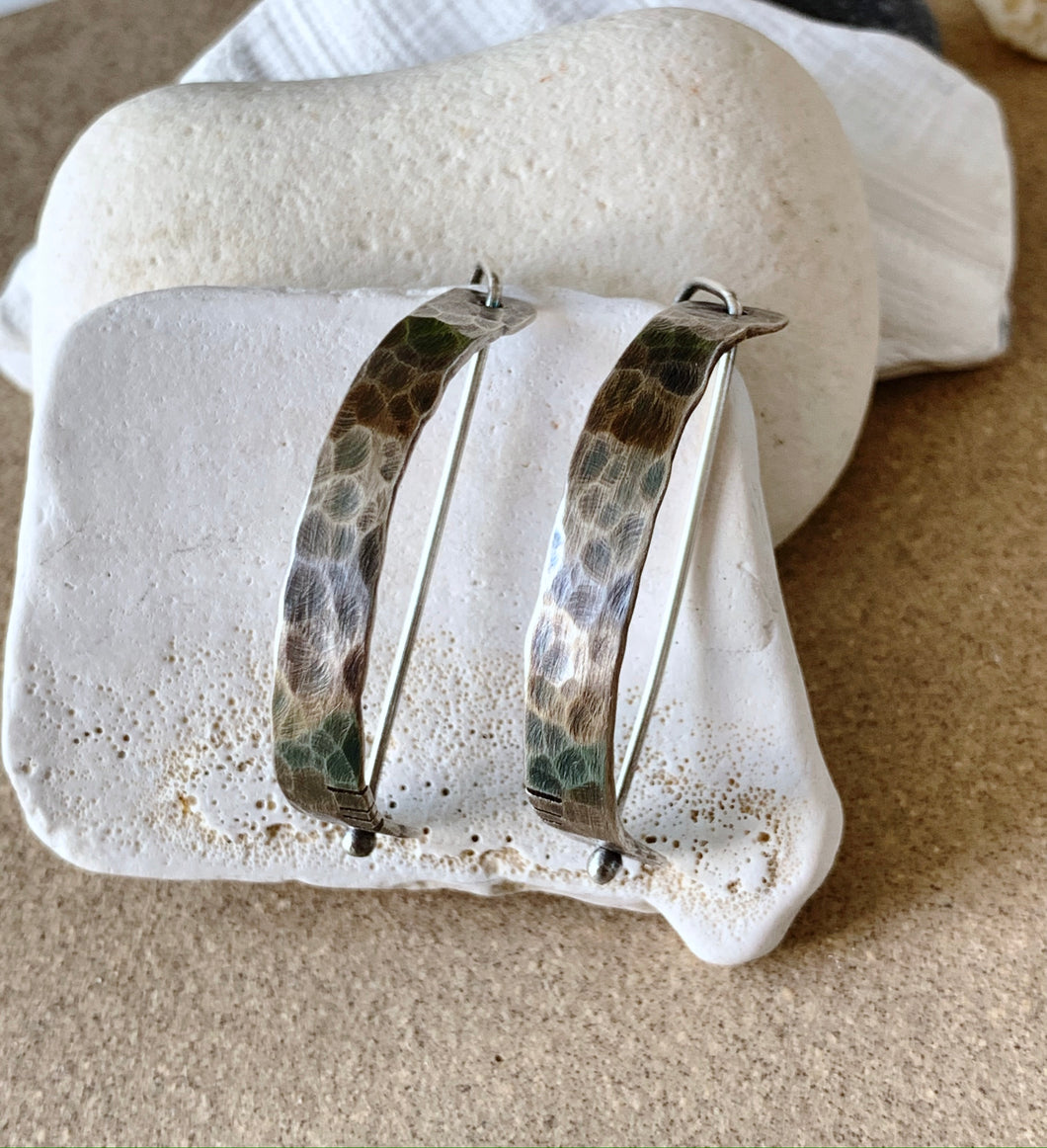 Sterling Silver Hammered Front Hoop Earring