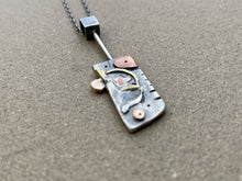 Load image into Gallery viewer, Sterling Silver, Copper, Brass &amp; 14K Pendant &amp; Chain
