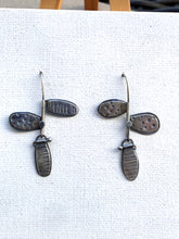 Load image into Gallery viewer, Sterling Silver Stamped Petal Dangle Earrings
