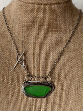 Load image into Gallery viewer, Stamped Sterling Silver w/ Emerald Green Found Sea Glass Pendant w/ Chain
