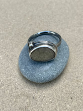 Load image into Gallery viewer, Sterling Silver Oval Beach Stone w/ Sterling Ball Ring
