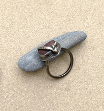 Load image into Gallery viewer, Sterling Silver with Merlot Colored Found Rock Ring
