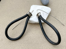 Load image into Gallery viewer, Repurposed Vintage Black Telephone Cord Sterling Teardrop Earrings
