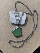 Load image into Gallery viewer, Sterling Silver with Emerald Green Found Sea Glass Stingray Pendant Chain Necklace
