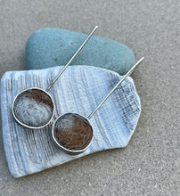 Load image into Gallery viewer, Sterling Silver Round Shadow Box Alpaca Earrings
