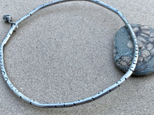 Load image into Gallery viewer, Custom Sterling Silver Stamped Bangle with Barnacle Charm
