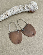 Load image into Gallery viewer, Hammered Copper &amp; Sterling Hoop Earrings
