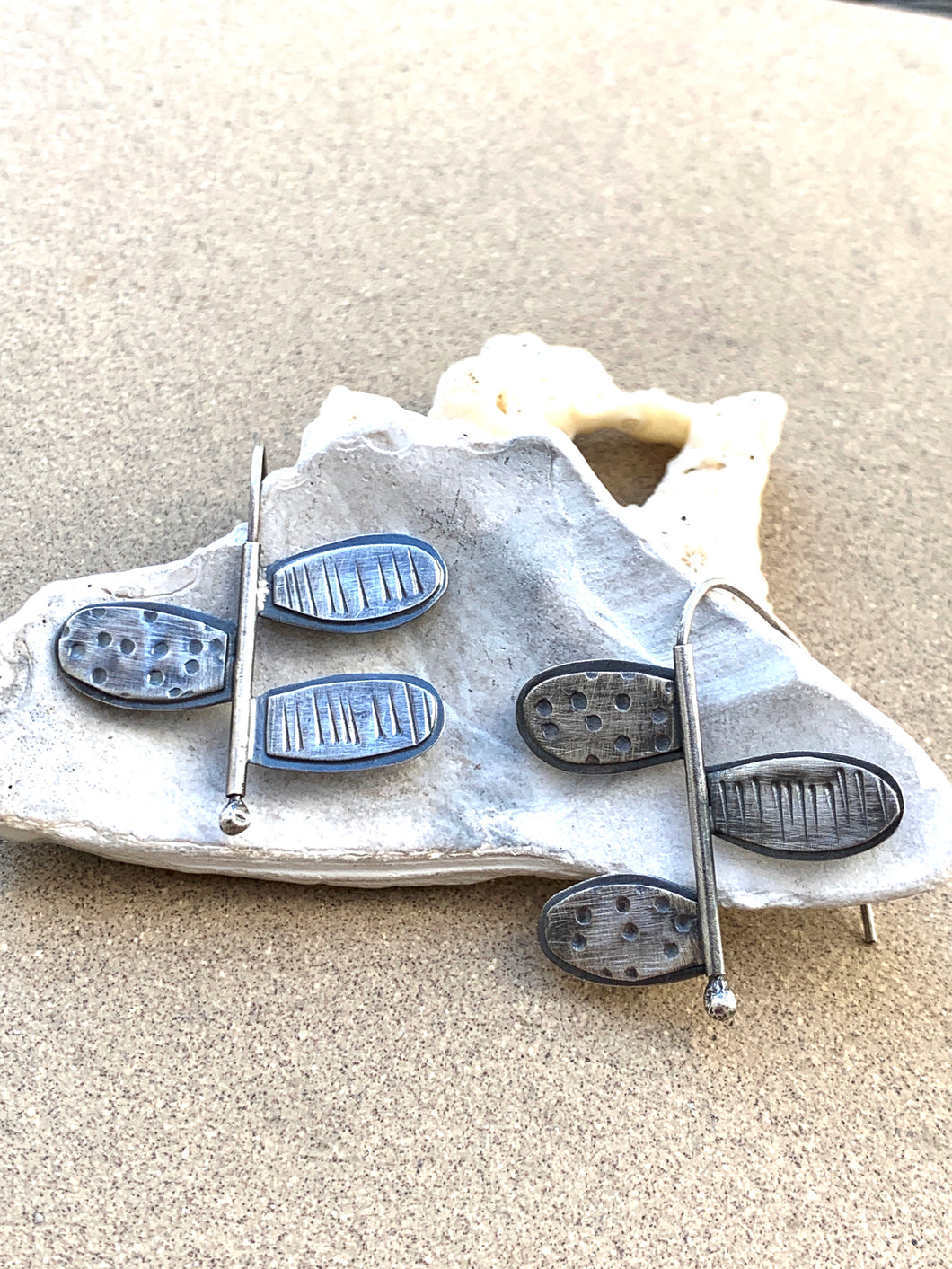 Custom Sterling Silver Tres Stamped Petal Earrings *Reserved*