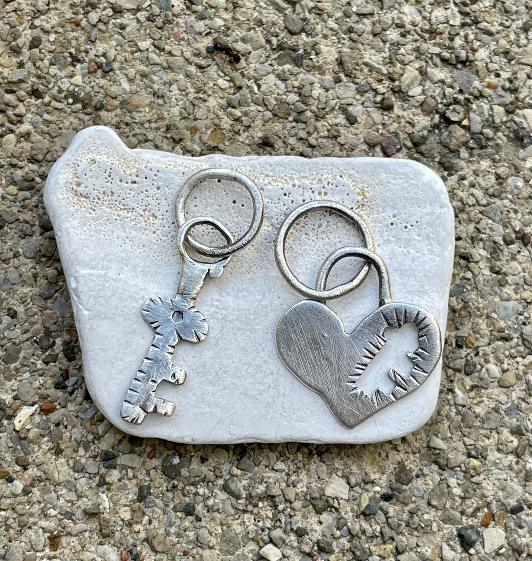 Sterling Silver Heart & Key Charms