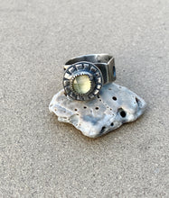Load image into Gallery viewer, Sterling Silver w/ Rose Cut Lemon Quartz Sun Ring
