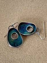 Load image into Gallery viewer, Sterling Silver Organic Form Circle in Oval Patina Earrings
