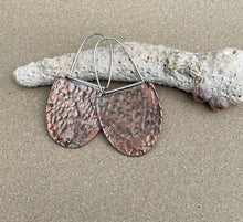 Load image into Gallery viewer, Hammered Copper &amp; Sterling Hoop Earrings
