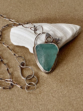 Load image into Gallery viewer, Stamped Sterling Silver Light Ice Blue Found Sea Glass Pendant &amp; Chain Necklace
