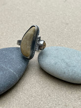 Load image into Gallery viewer, Sterling Silver Kidney Bean Rock w/ Round Agate Adjustable Ring
