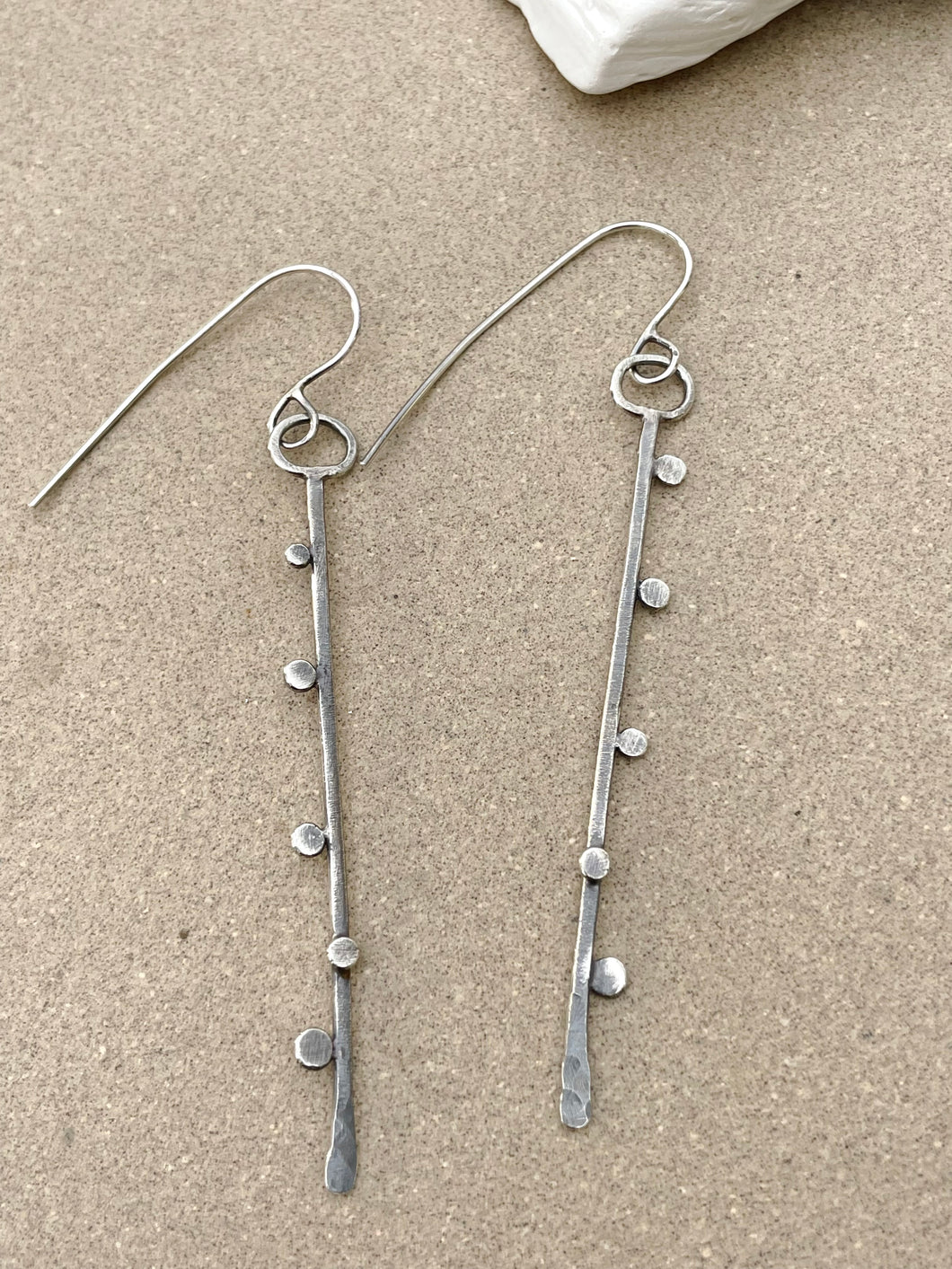 5 Dot Sterling Bar Earrings