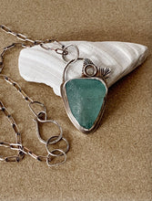 Load image into Gallery viewer, Stamped Sterling Silver Light Ice Blue Found Sea Glass Pendant &amp; Chain Necklace
