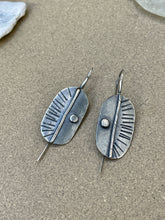 Load image into Gallery viewer, Sterling Silver Oval Leaf Stamped Earrings

