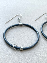 Load image into Gallery viewer, Repurposed Grey Electrical Wire Sterling Silver Dangle Earrings
