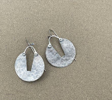 Load image into Gallery viewer, Sterling Silver Circle Hammered Cut Out Earrings
