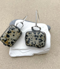 Load image into Gallery viewer, Sterling Silver Square Dalmatian Jasper Earrings
