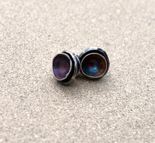 Load image into Gallery viewer, Sterling Silver Mini Double Layer Domed Patina Post Earings
