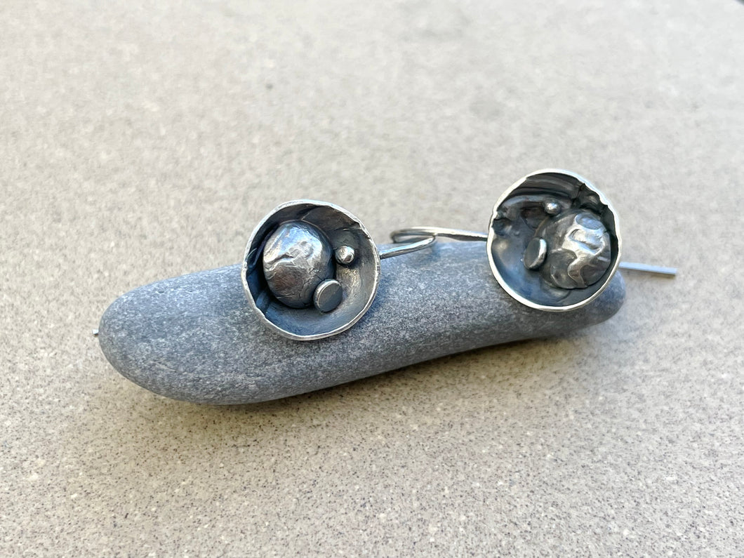 Repurposed Sterling Silver Domed Earrings
