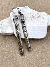 Load image into Gallery viewer, Repurposed Sterling Silver Stamped Dangle Earrings
