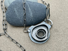 Load image into Gallery viewer, Sterling Silver Organic Form Mesh Pendant &amp; Sterling Paperclip Chain
