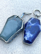 Load image into Gallery viewer, Sterling Silver &amp; Lapis Coffin Pendant

