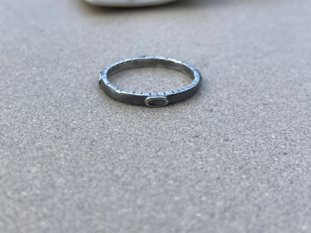 Sterling Silver Stamped Ring w/ Raised Ovals