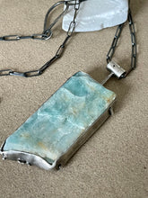 Load image into Gallery viewer, Sterling Silver Amazonite &quot;Indiana&quot; Pendant w/ Paper Clip Chain
