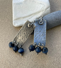 Load image into Gallery viewer, Stamped Sterling Silver w/ Blue Tigers Eye Earrings
